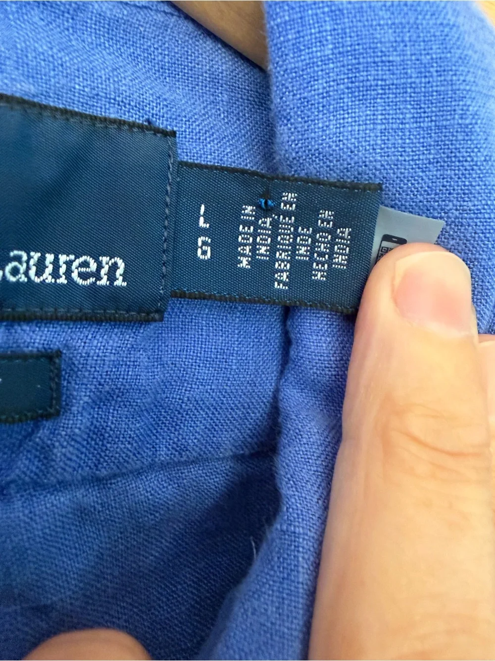 Polo by Ralph Lauren Blue Linen Button-Front Shirt 90's Linen Washed and Worn LG